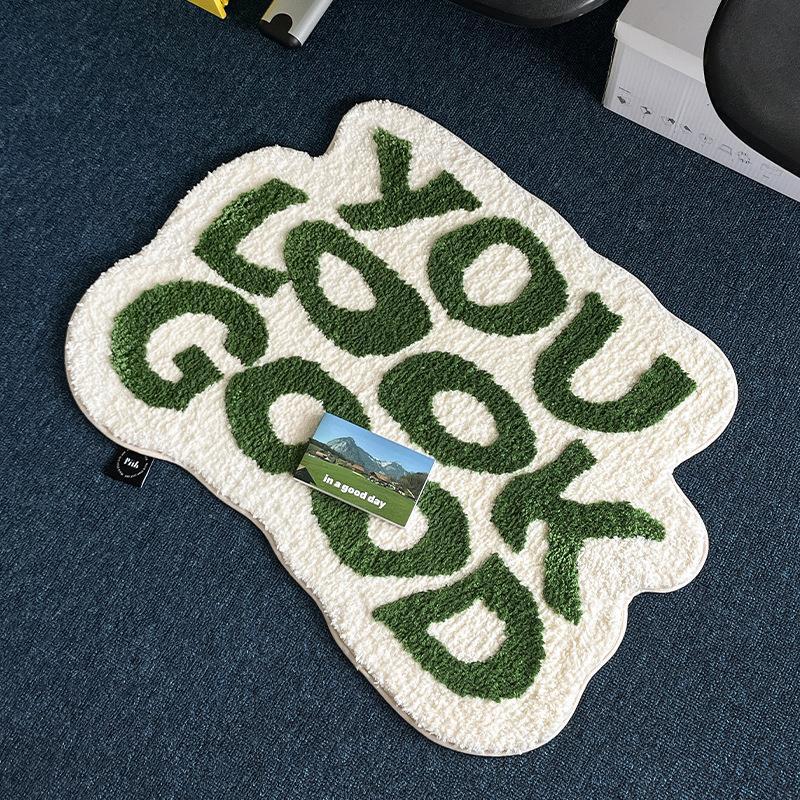 KS Imitation Kashmiri Letter Simple Home Decoration Indoor Carpet Bedside Carpet Bedroom Green Room