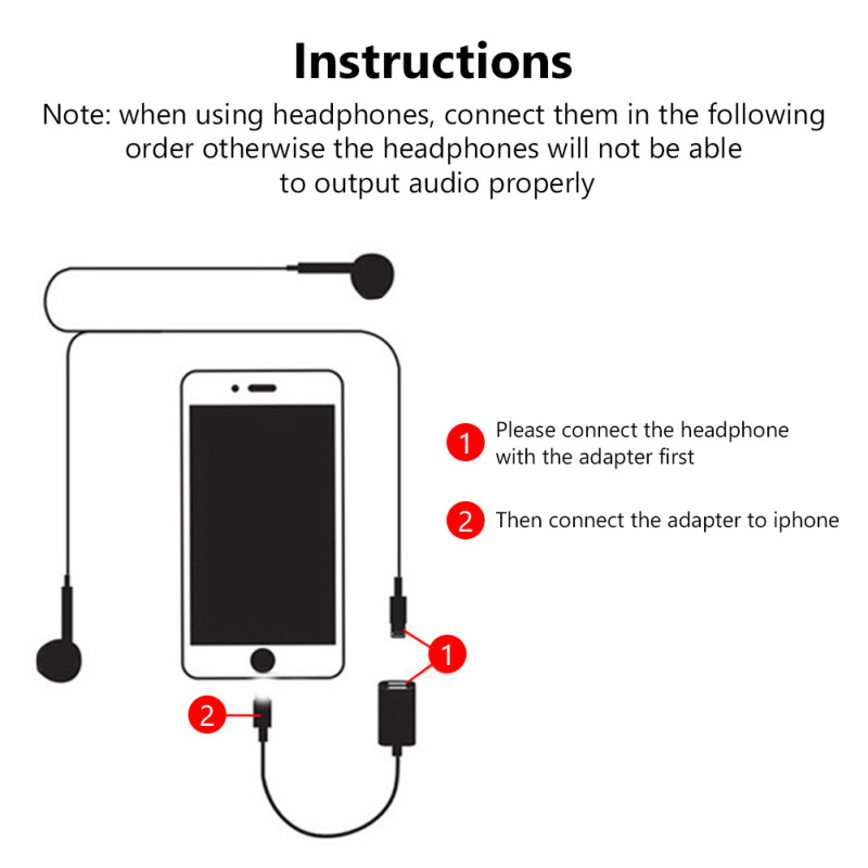 Mobile Audio Adapter 3.5mm Jack Headset Charging Connector Adapter Cable For Iphone