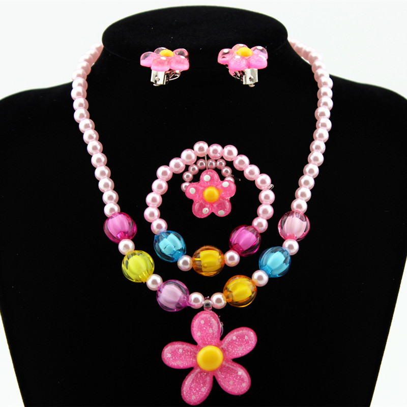 RetroGlobe】sENHUA Kids Baby Imitation Pearls Beaded Sun Flower