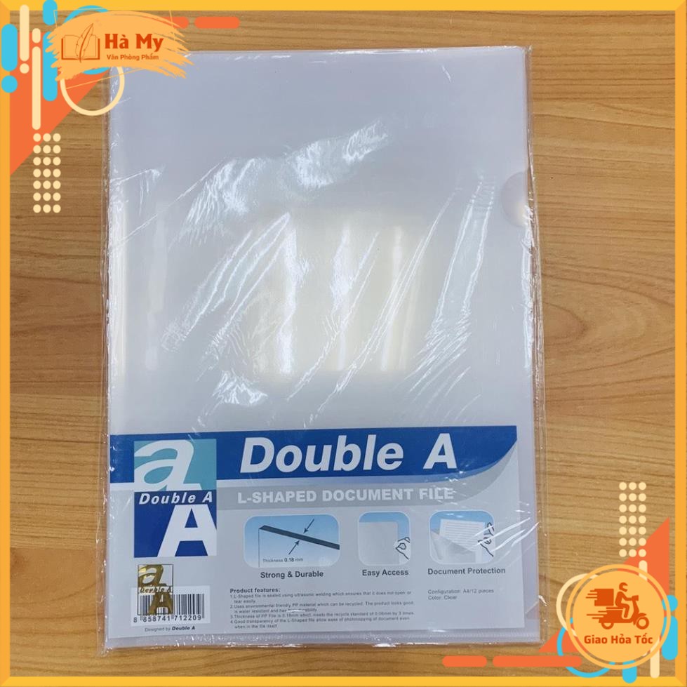Xấp 12 Cái Bìa Lá Nhựa Double A Khổ A4 Dày 0.18mm Chính Hãng