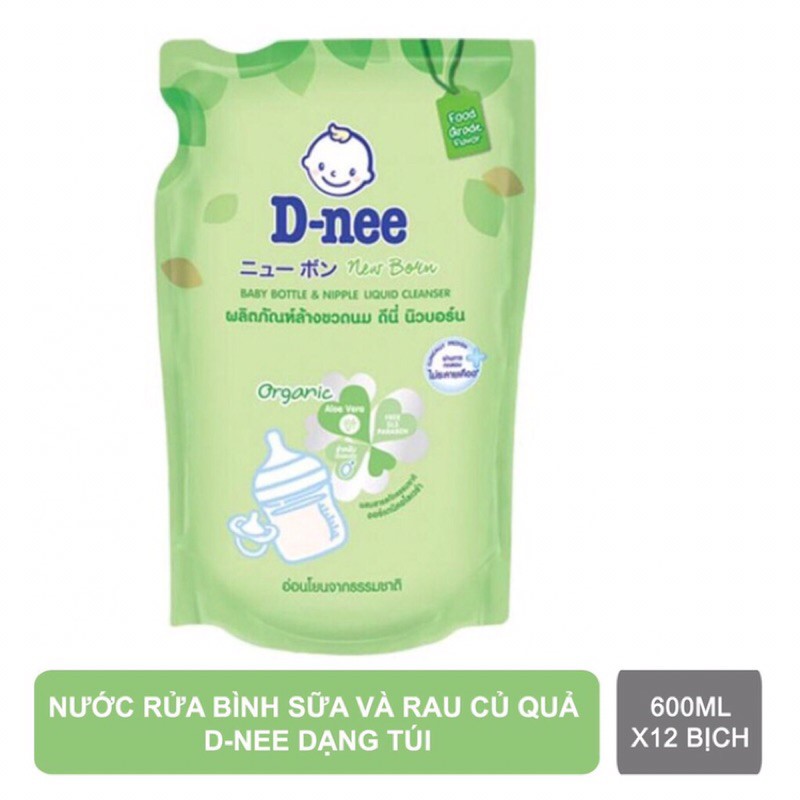 Nước rửa bình sữa dnee organic 600ml, an toàn cho bé