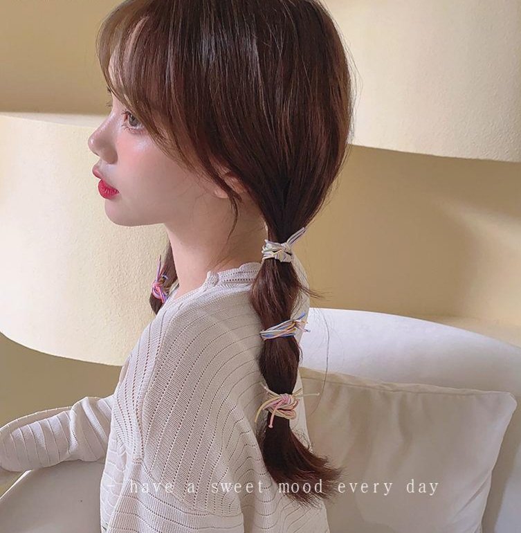 CỘT TÓC SET 02 THUN CỘT THẮT NÚT RAINBOW - SET 5 THUN CỘT TÓC MIX 3 VÒNG