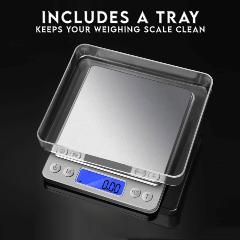Digital Kitchen Scale-3000g/0.1g Mini Food Scale-Gram Scale with 2 Trays-6