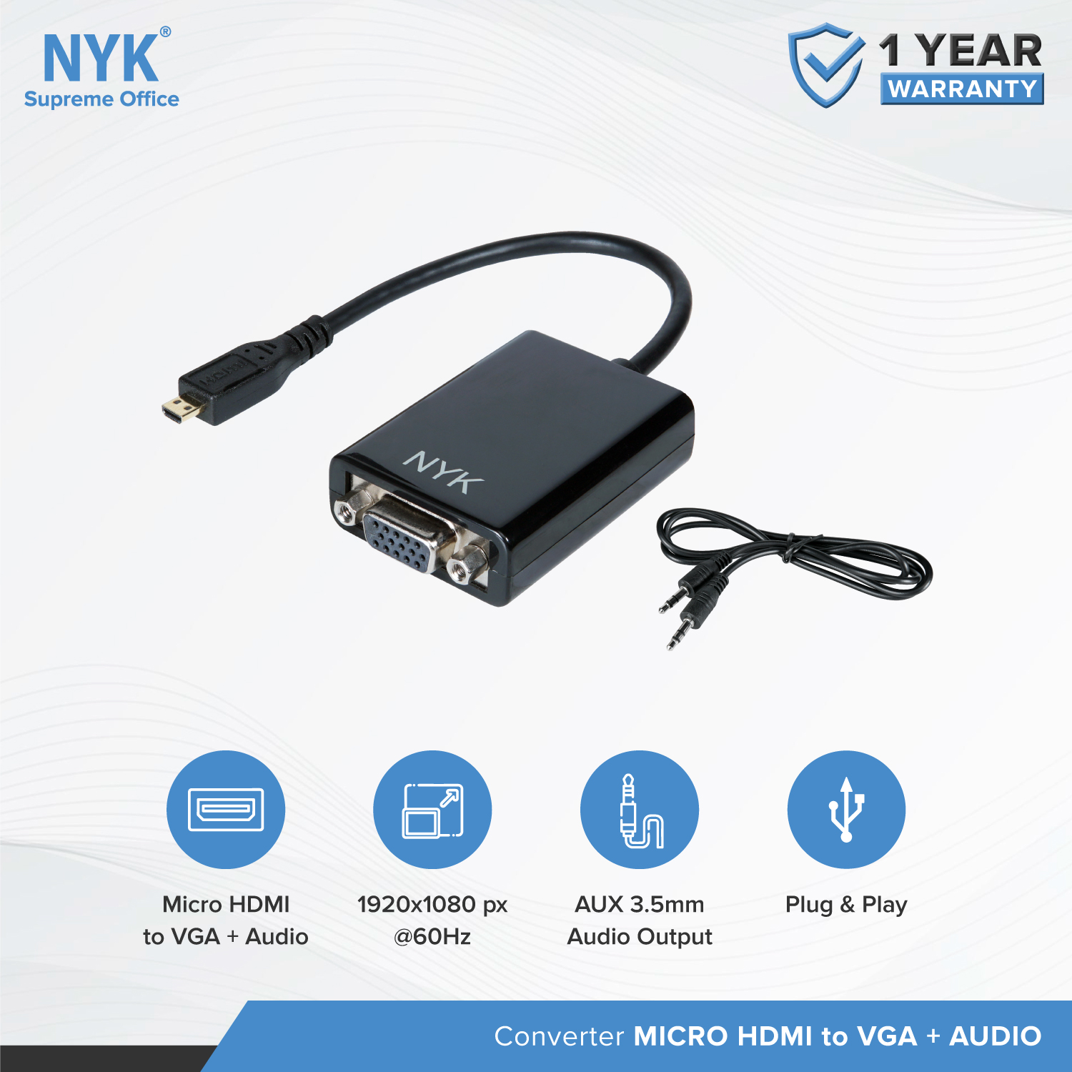 Kabel Converter NYK Micro HDMI TO VGA+Audio