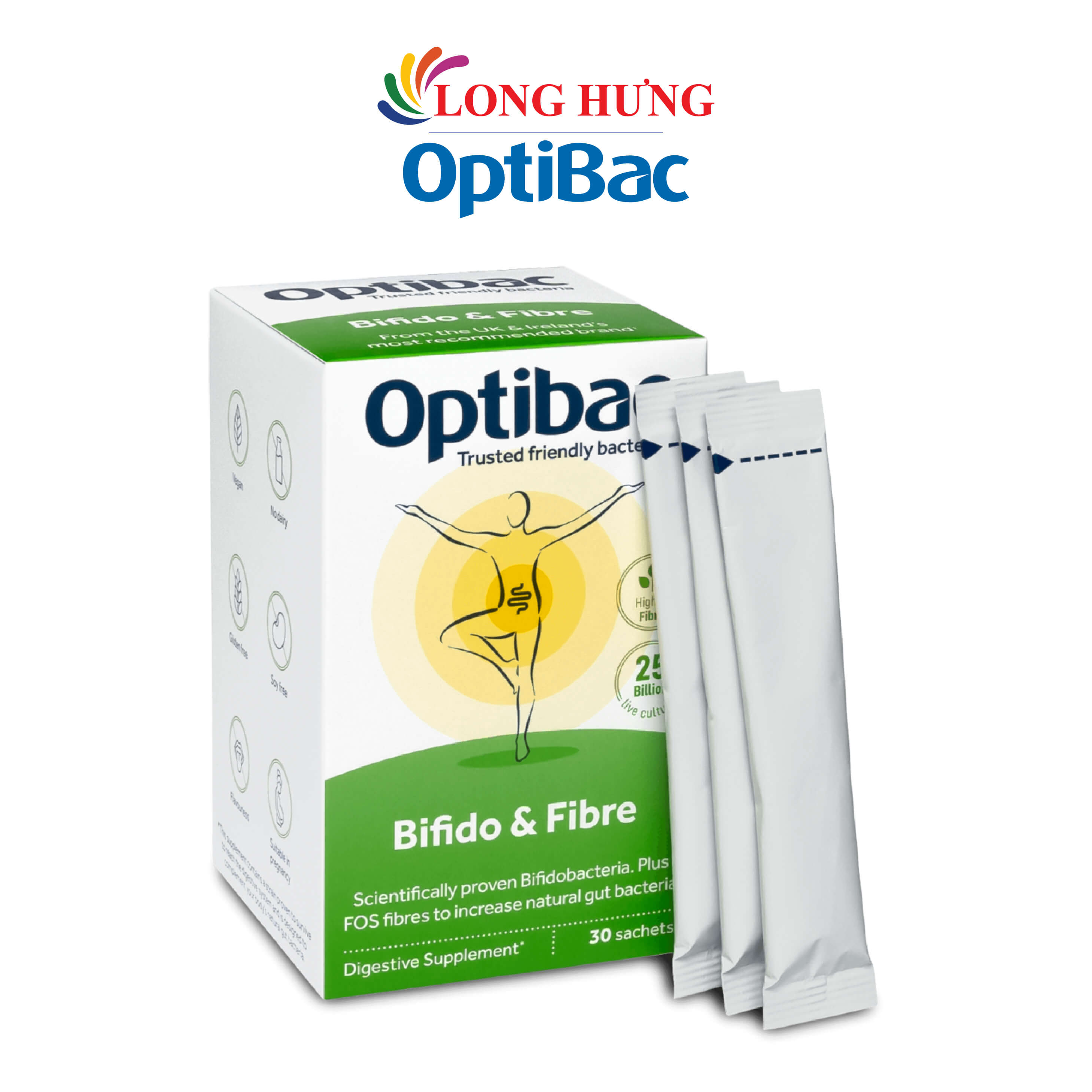 Men vi sinh OptiBac Probiotics Bifido & Fibre bổ sung chất xơ hỗ trợ tiêu hóa - Hàng chính hãng - Kích thích ăn ngon miệng và hấp thu dinh dưỡng tốt hơn, hỗ trợ sức khỏe tổng thể