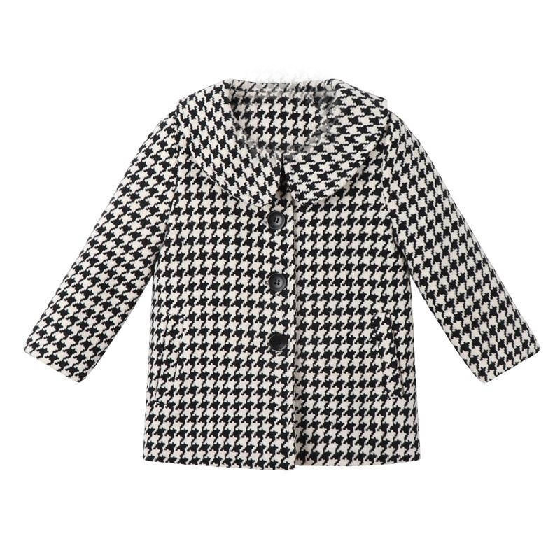 HS Children's coat Korean style girl's coat woolen coat baby girl mid-length children's thick coat