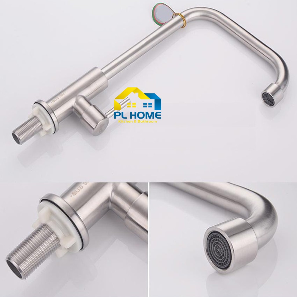 Vòi Rửa Chén Bát Lạnh Inox 304 Phi 18