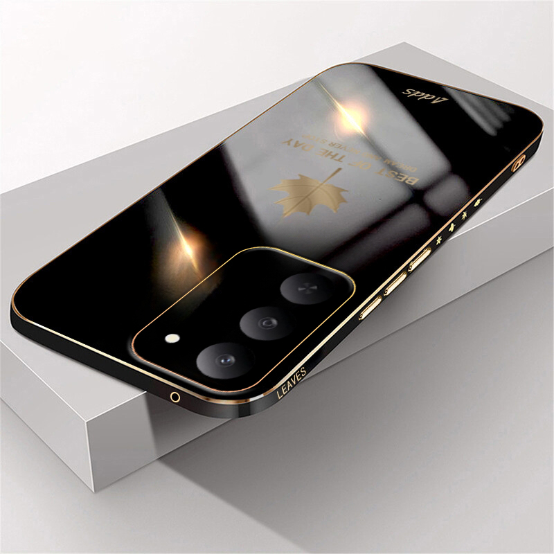 For Realme C75X Case Shining Maple Leaf Design soft plating For Realme C75X Back cover Phone Cases.