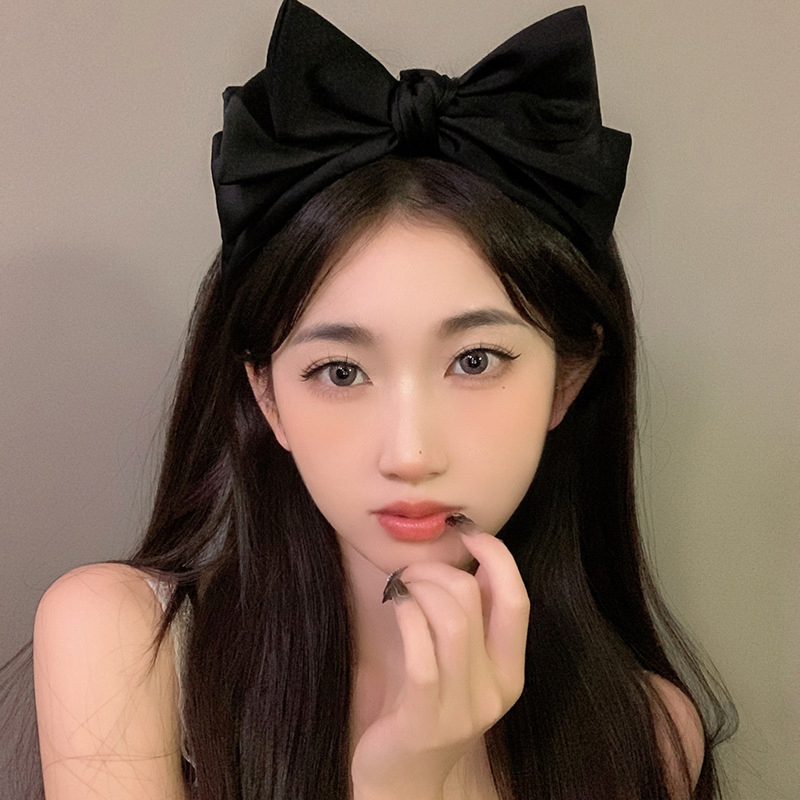 Sweet Black Bow Knot Hairband Temperament Elegant Headband For Women Korean Style Fashion Headdress Girls Hair Accessories. 