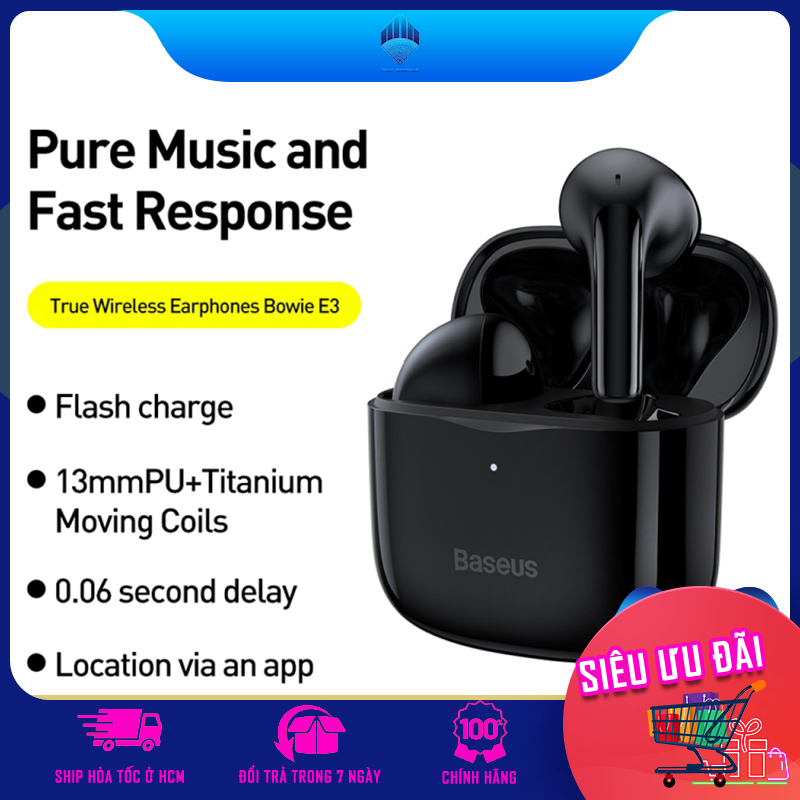 [BH 12 Tháng] Tai nghe Bluetooth Baseus Bowie E3 True Wireless Earbuds ( Bluetooth 5.0 , GPS - APP Control, Super Fast charge, Nearly No-delay & HD Stereo Gaming Earbuds )