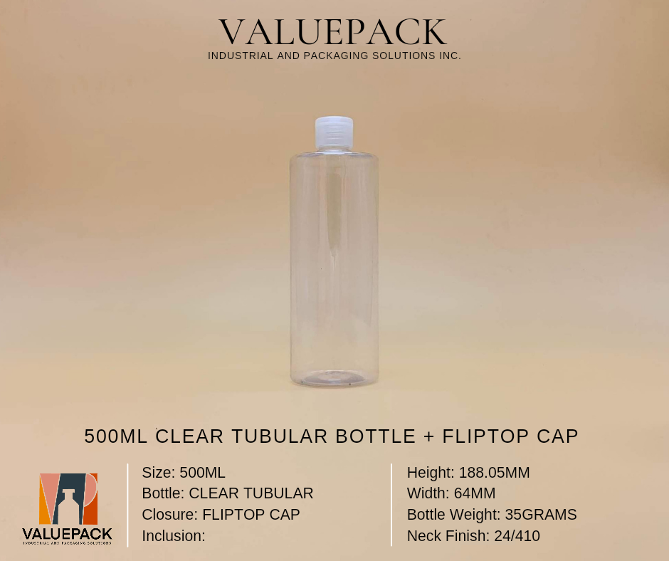 500ML CLEAR TUBULAR PET BOTTLE FLIPTOP CAPS Lazada PH