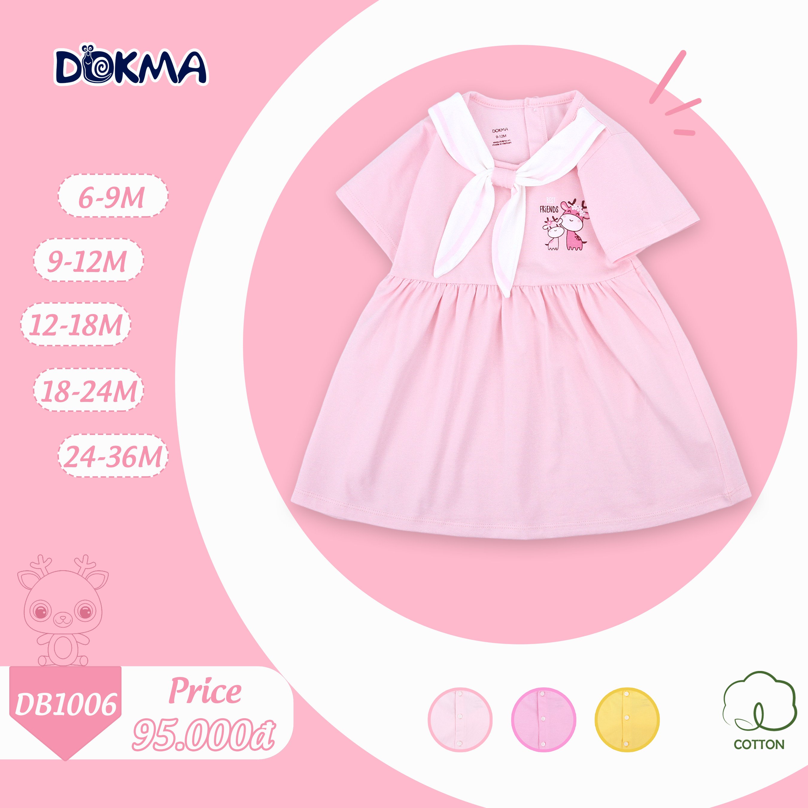 (6-36M) Váy cộc tay cotton cho bé - DOKMA