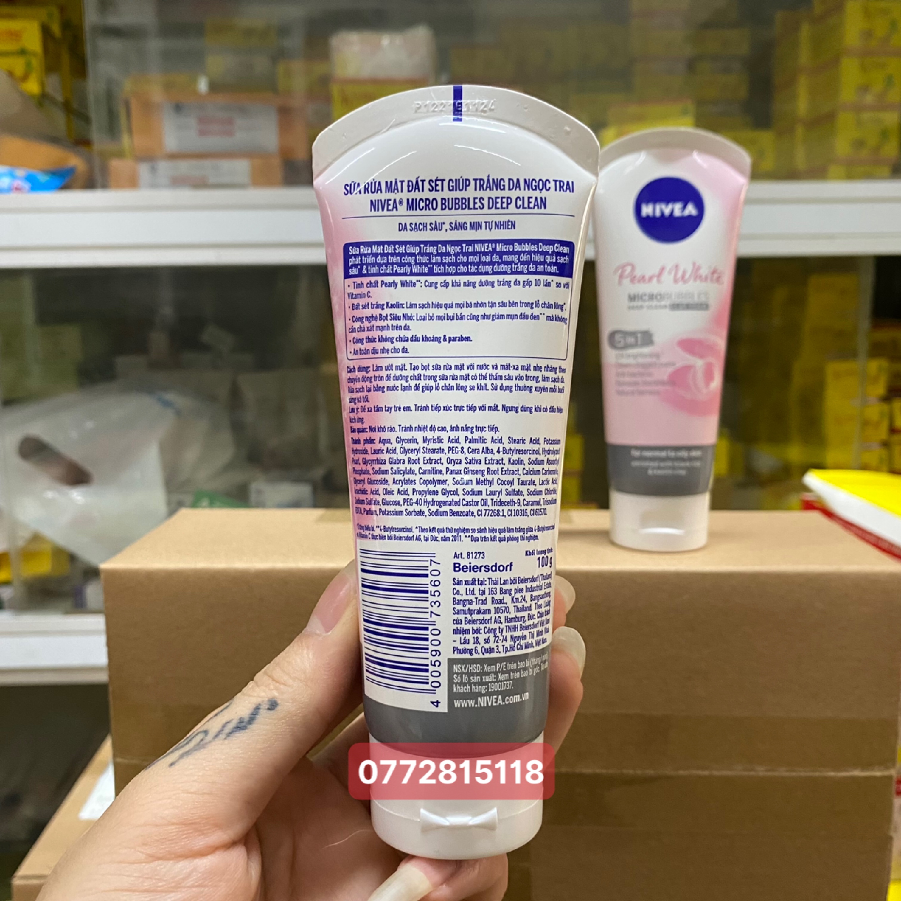 Sữa rửa mặt NIVEA Pearl White Đất Sét giúp trắng da ngọc trai (100g)
