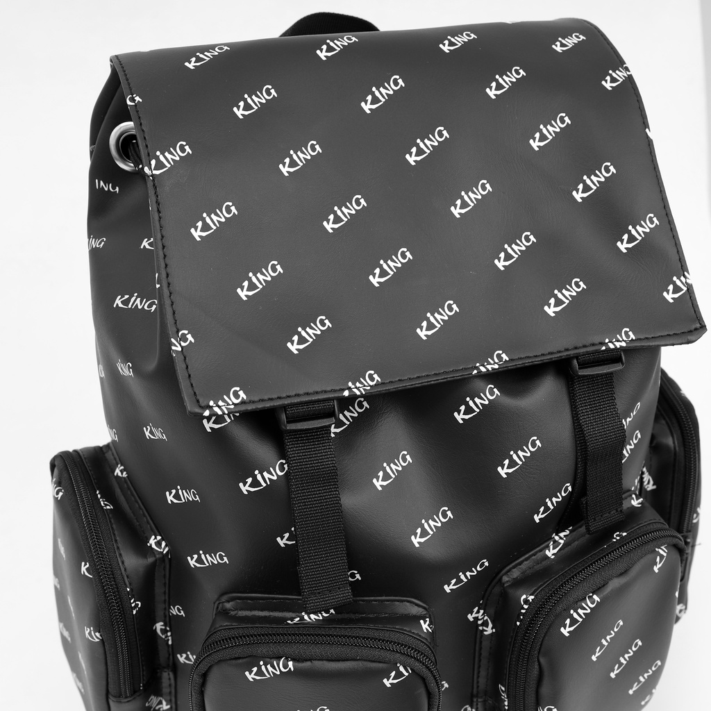 [VOUCHER 8%]Balo Da Backpack Unisex Chống Nước Balo Backpack King-Màu Đen 02