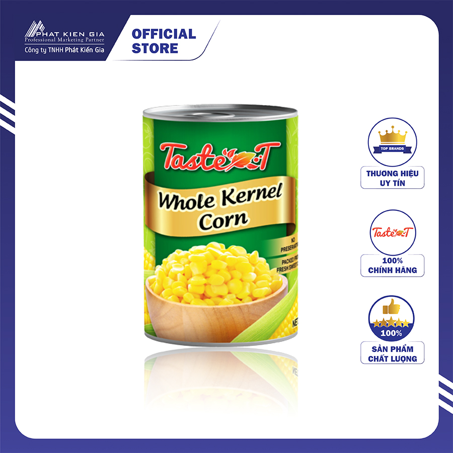 Bắp / Ngô Hạt Đóng Hộp Taste-T 420g - Nhập Khẩu Thái Lan | Taste-T Whole Kernel Corn 420g