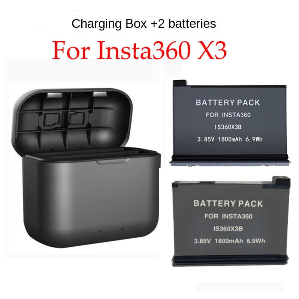 Insta360 X3 全景相机充电盒 1800mah 电池快速充电器