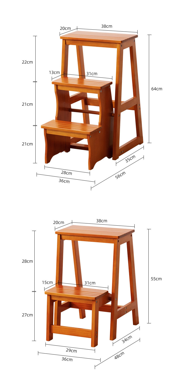 Solid wood folding ladder stool home