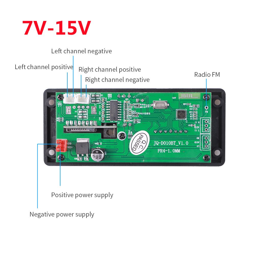 Kebidu 2*25w Amplifier 6v-12v Mp3 Decoder Board Bluetooth 5.0 Recording Car Fm Module Support Tf Usb Aux Power Off Memory. 