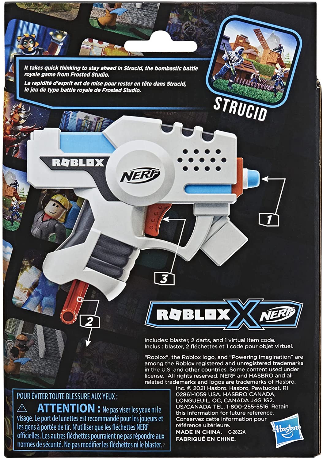 NERF NERF Roblox Strucid: Boom Strike Dart Blaster, Pull-Down Priming  Handle, 2 Elite Darts, Code to Unlock in-Game Virtual Item , White