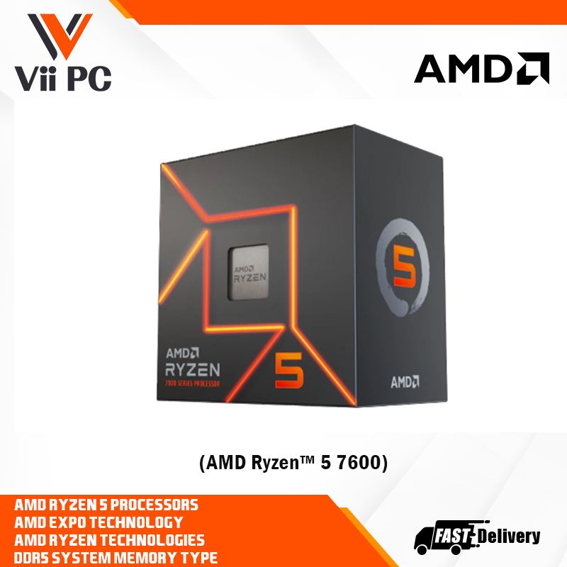 LOCAL STOCK] AMD Ryzen 5 7600 TRAY OR BOX Socket AM5, 6-CORE, 12