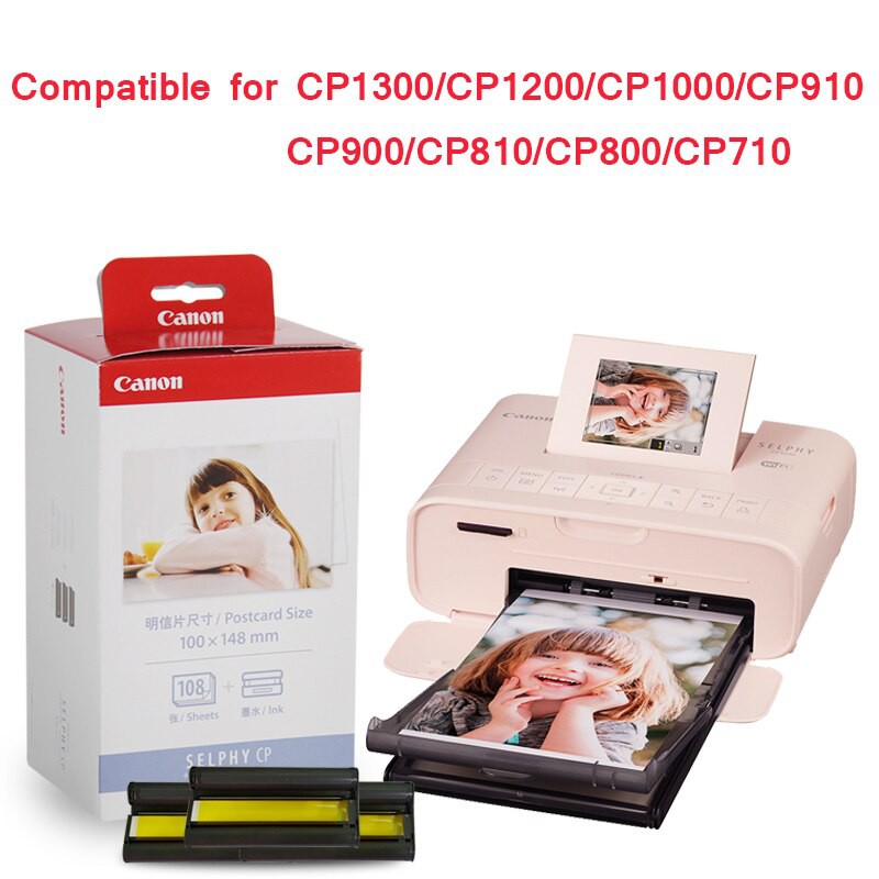 KP-108IN 100*148mm Photo Papers and Ink Cartridge for Canon Selphy