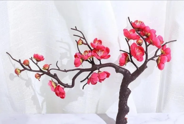 Cành hoa đào trang trí chụp ảnh. cành đào giả cắm lọ, bình phụ kiện trang trí decor