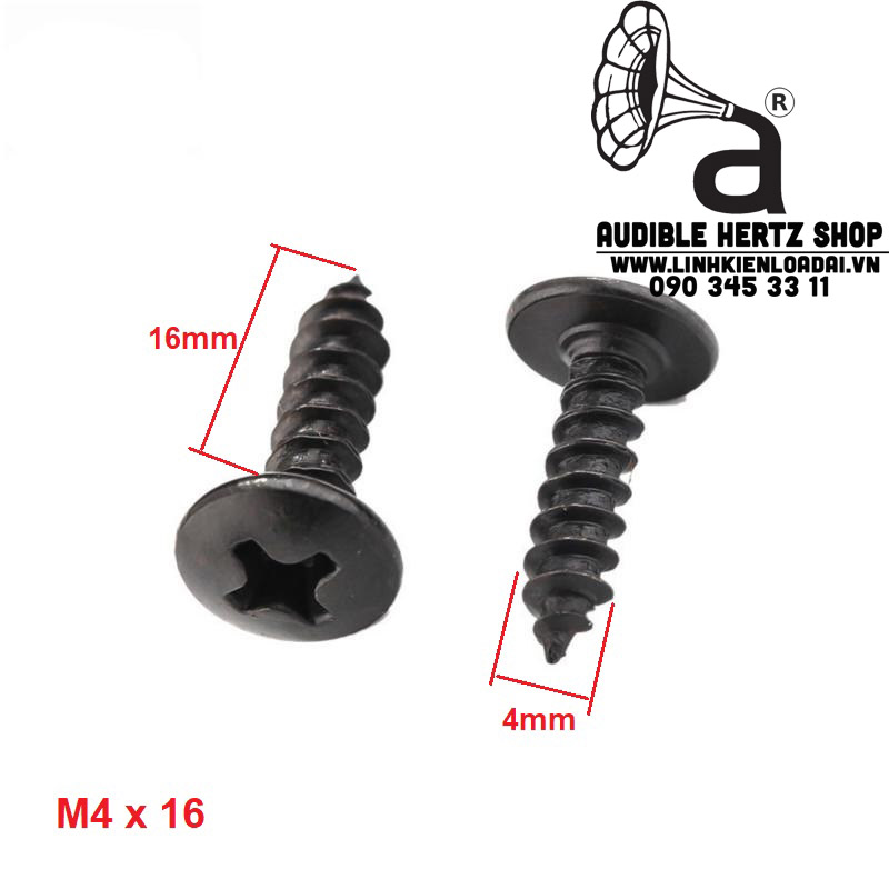 Vít gỗ đầu dù 4 cạnh bắt loa mạ kẽm M3, M4 (Combo 20 con)