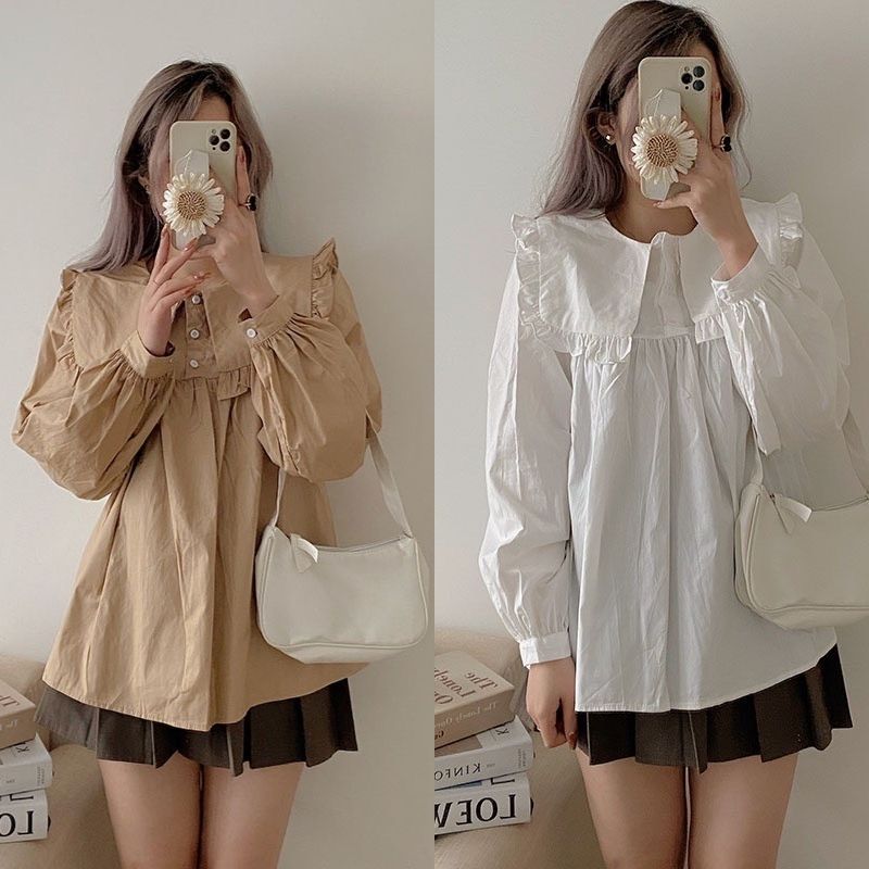 Áo kiểu nữ đẹp cổ bèo chất vải đũi lụa mềm mát - A259