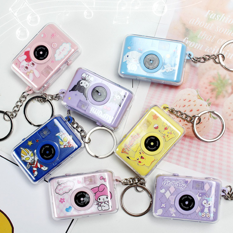【Free-delivery】 1PC Sanrio Kuromi Hello Kitty Glowing Small Camera Kirby Keyring Camera Keychain for Girls Game Pendant JIJIN