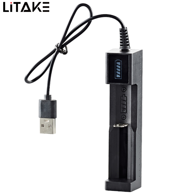 Usb Smart Single Slot Charger 18650 Lithium Charger Small Fan Flashlight Battery Charging Adapter With Indicator Light