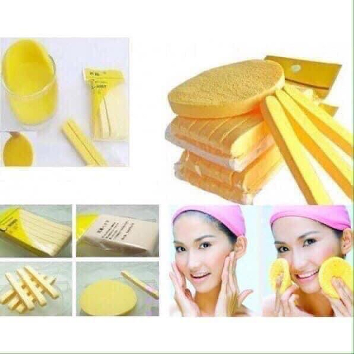 Set 2 Gói Bông Nở Rửa Mặt Bọt Biển 12 Miếng