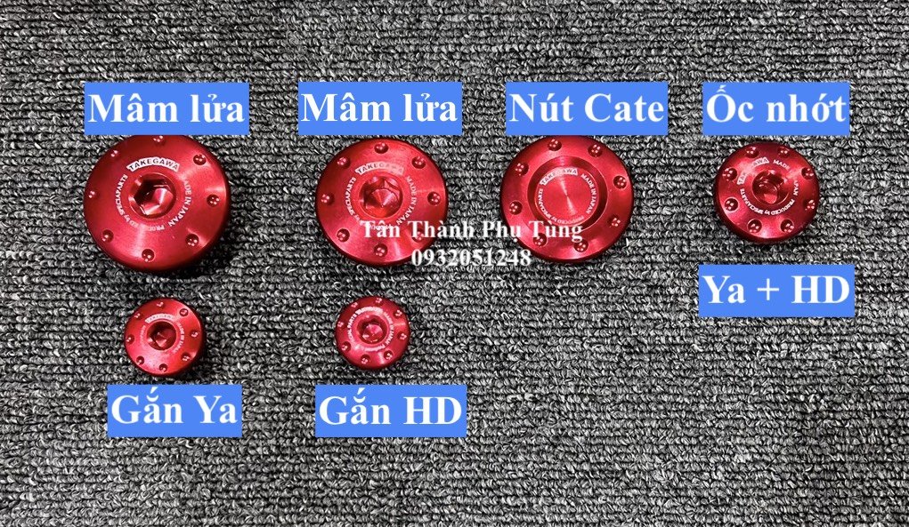 Ốc Mâm lửa, ốc nhớt, nút carte Takegawa - Màu đỏ( giá từng món)
