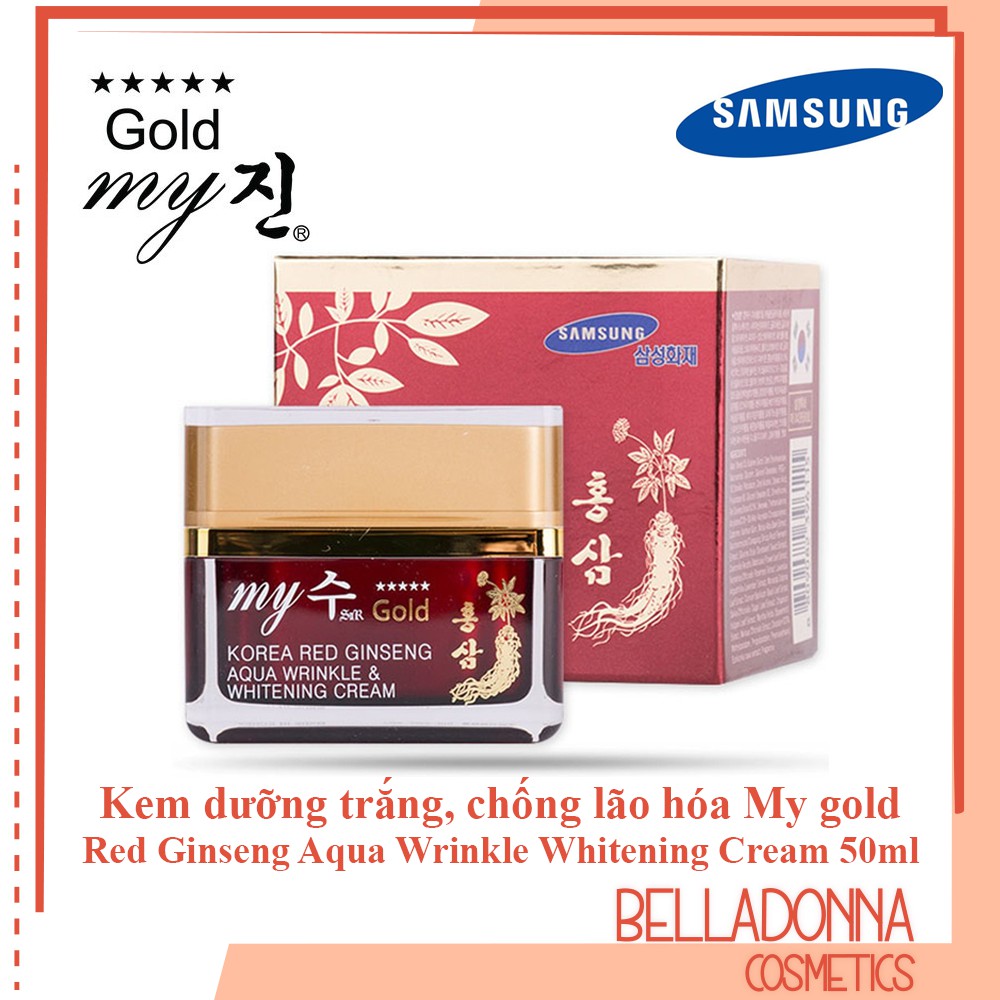 [CHÍNH HÃNG] Kem Dưỡng Trắng Da Và Chống Lão Hóa My Gold Korea Red Ginseng Aqua Wrinkle Whitening Cream 50ml