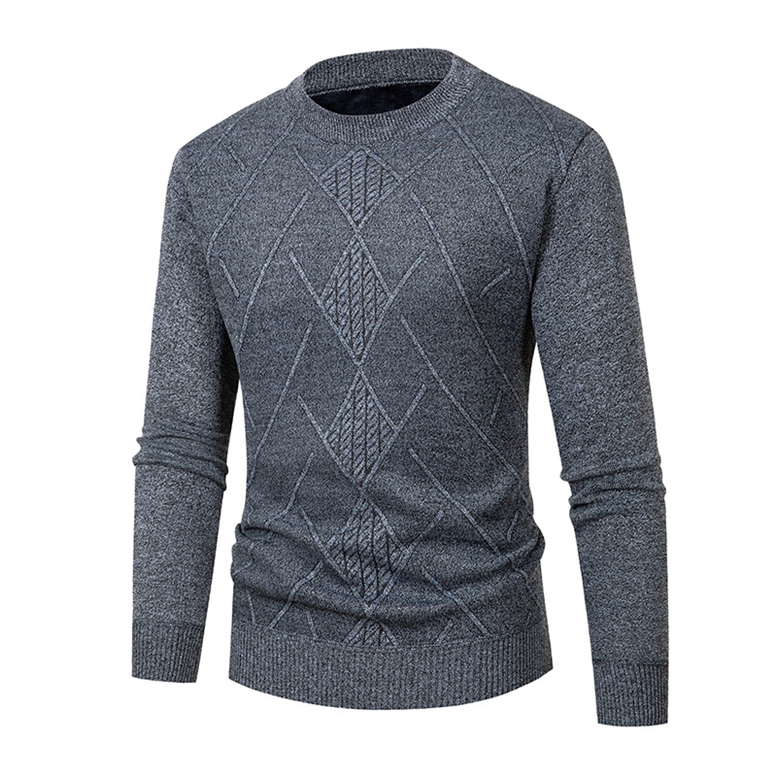 Maglione girocollo da uomo in tinta unita maglione per inverno casual pullover di media lunghezza meno di819_voghion.com