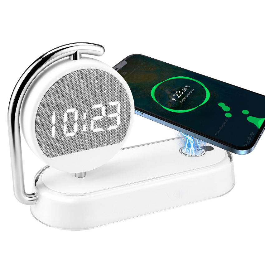 15W Fast Wireless Phone Charger LED Digital Alarm Clock Night Light