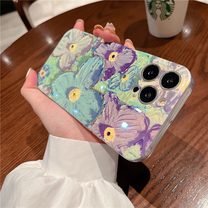 Phone Cases For Redmi Note 13 Pro 5G Back Case Soft Blue Light Oil Painting Flower Silicone Anti Shock for Redmi Note13 Pro Plus Phone Casing. 