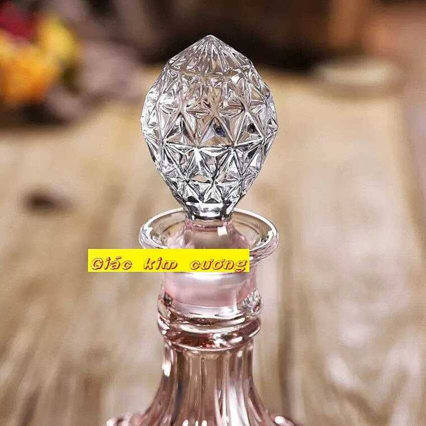Vỏ Chai Rượu Thủy Tinh 750ML (combo 2 cái) trụ tròn họa tiết nổi – Chai Đựng Rượu Thủy Tinh - Bình Đựng Rượu (B2)