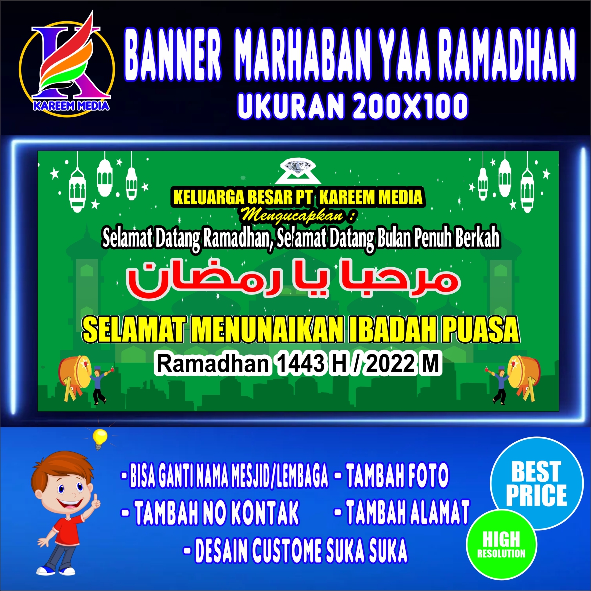 Spanduk Marhaban Yaa Ramadhan/ Banner Marhaban Yaa Ramadhan/ Spanduk