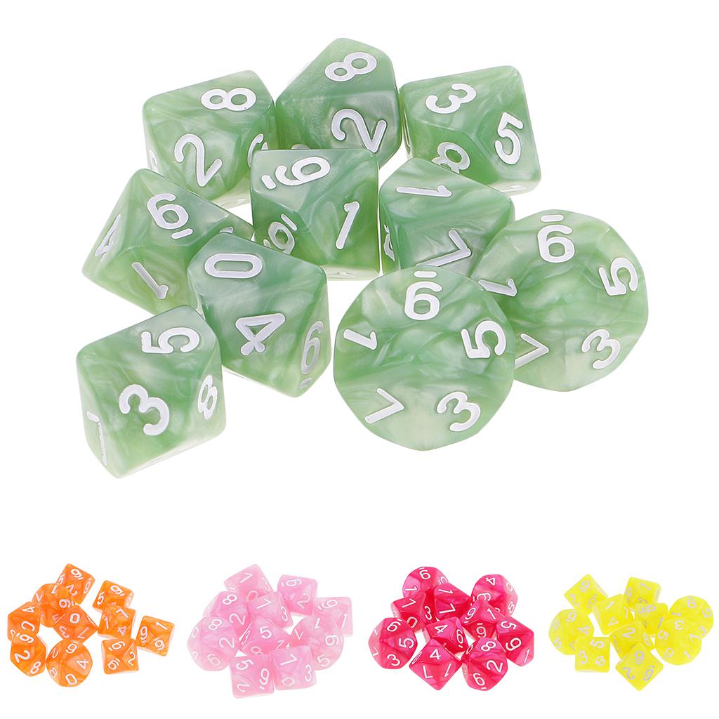 10Pieces 10 Sided Dices D10 Polyhedral Dice Set DND RPG MTG Table Board Game Dice for Teaching Math Entertainment Toys