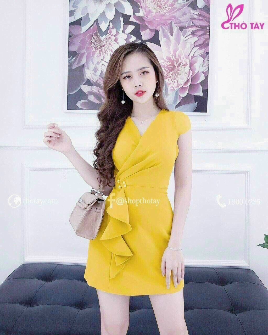 Đầm nữ, đầm dự tiệc xếp ly eo đính cườm