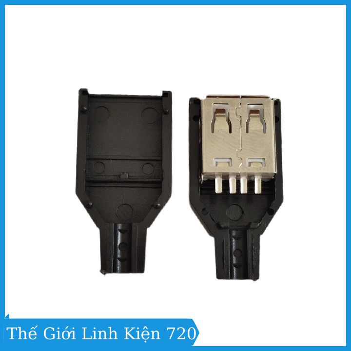 Đầu Jack cổng USB A cái 4P kèm vỏ