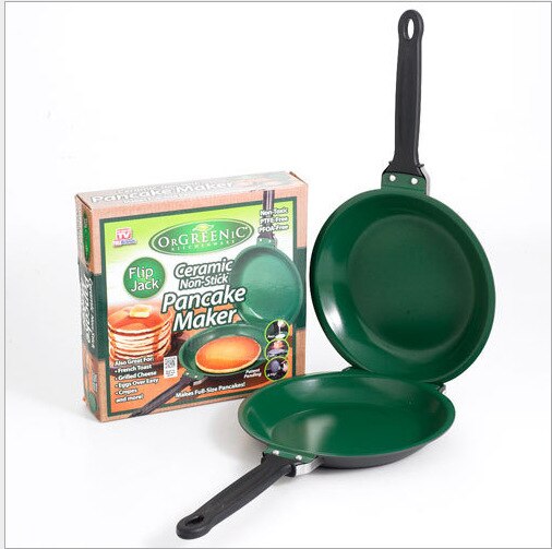 Explosive Double Side Grill Pan Non-Stick Frying Pans With Ceramic Round Pancake Maker Coating Flip Frying Pan Household Kitchen Cookware