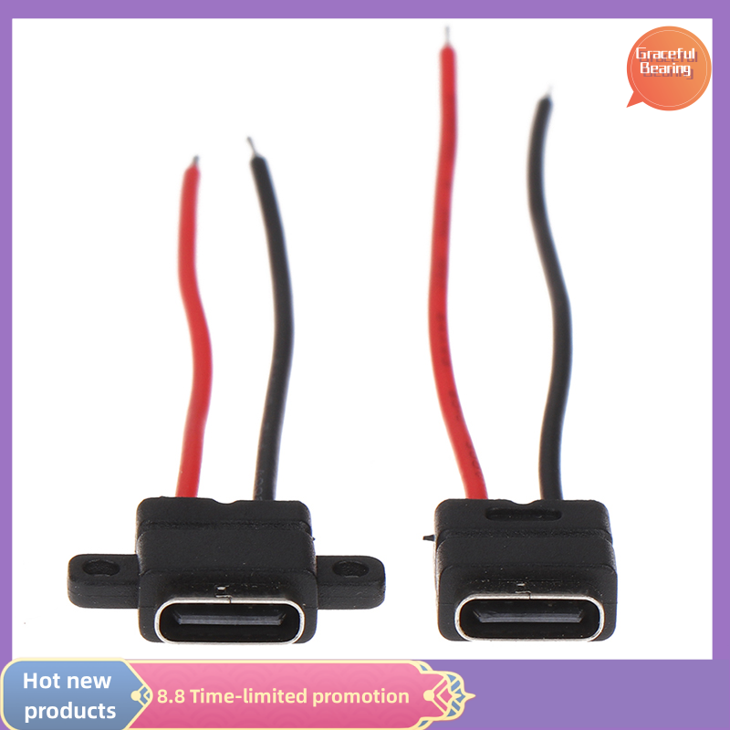 Graceful 1pcs USB Type C Waterproof Connector Welding Wire Female Socket Fast Charging Type-c Charging Interface Jack
