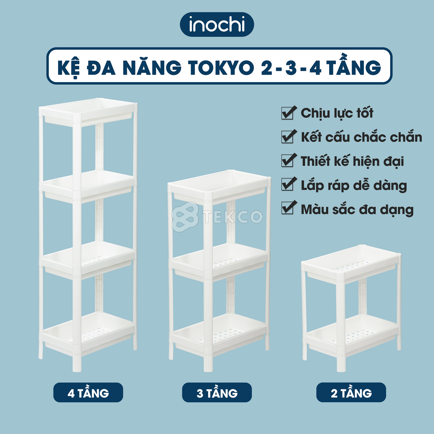 Kệ nhựa đựng đồ nhà tắm, nhà bếp Tokyo INOCHI 2-3-4 tầng - Giá để chén bát, gia vị, sữa tắm,...đa năng