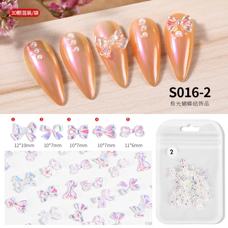Cham Nơ Nhựa Trang Trí Móng Dể Thương ( 10 Cái Nơ /1 Túi)