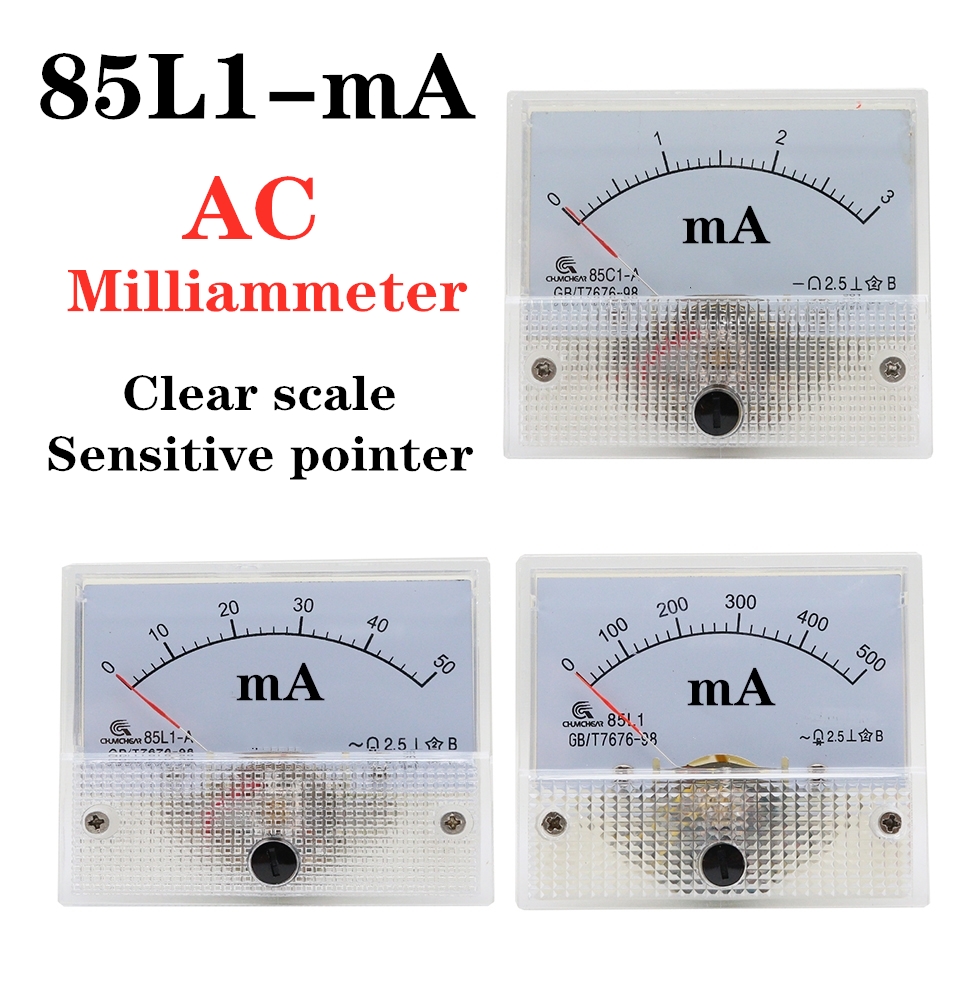 85l1%200-50ma%201ma%2020ma%2030ma%20100ma%20200ma%20500ma%20Ac%20Analog%20Panel%20Ampere%20Current%20Meter%20Ammeter%20Gauge%2085c1%20White%200-50ma%2064*56mm%20-%20Image%204