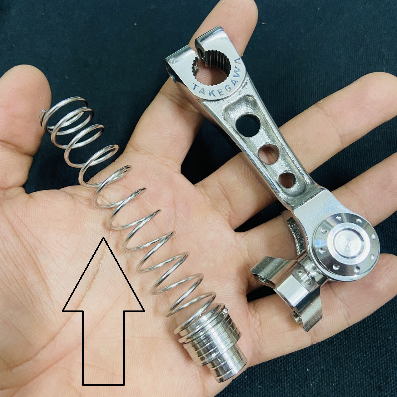 Pát thắng đùm xe máy takagawa inox 304 đặc sáng bóng và lò xo thắng đùm trước sau đồ chơi xe máy giá sỉ