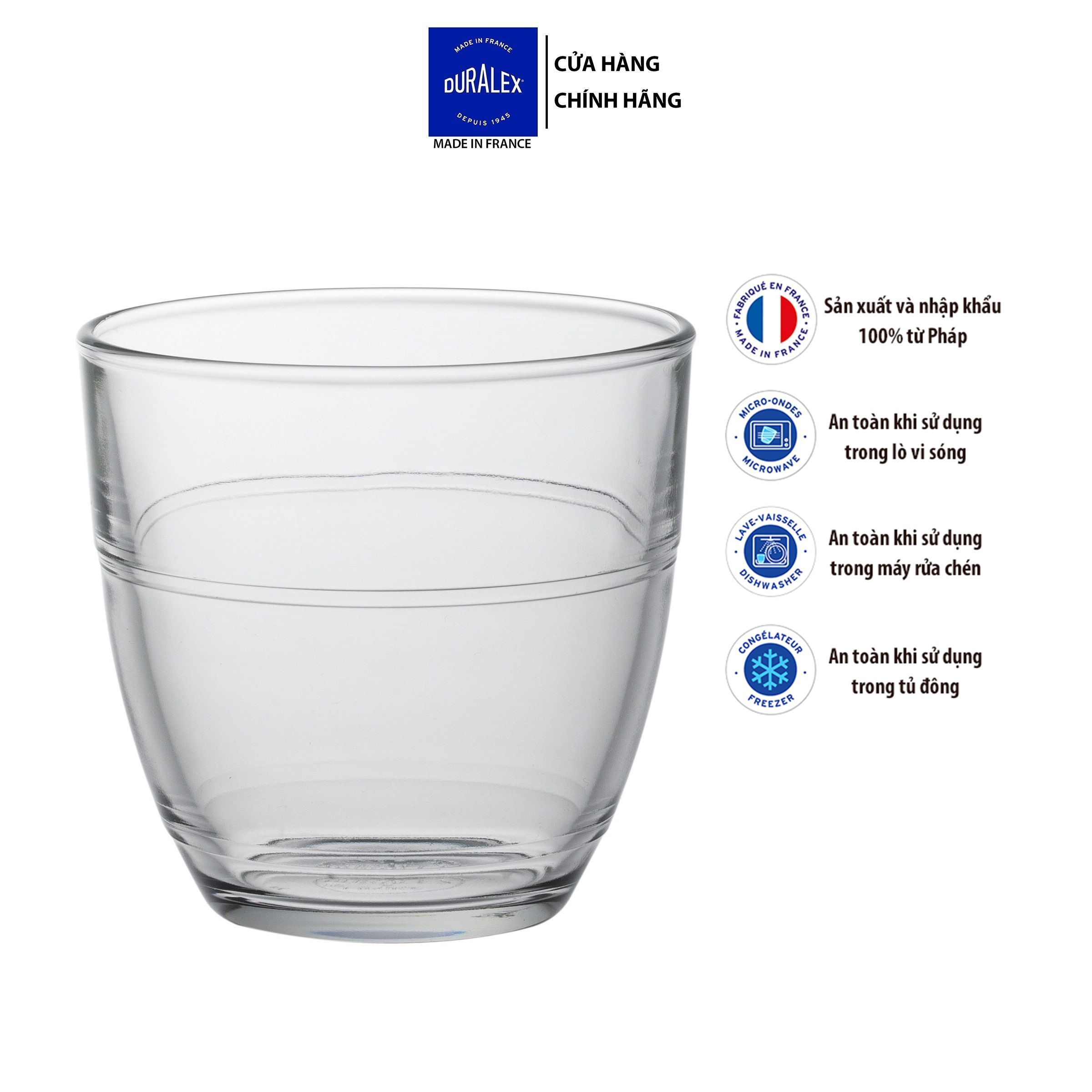 Set of 6 Duralex Made in France Gigogne Clear Tempered Glass Tumbler 220ml