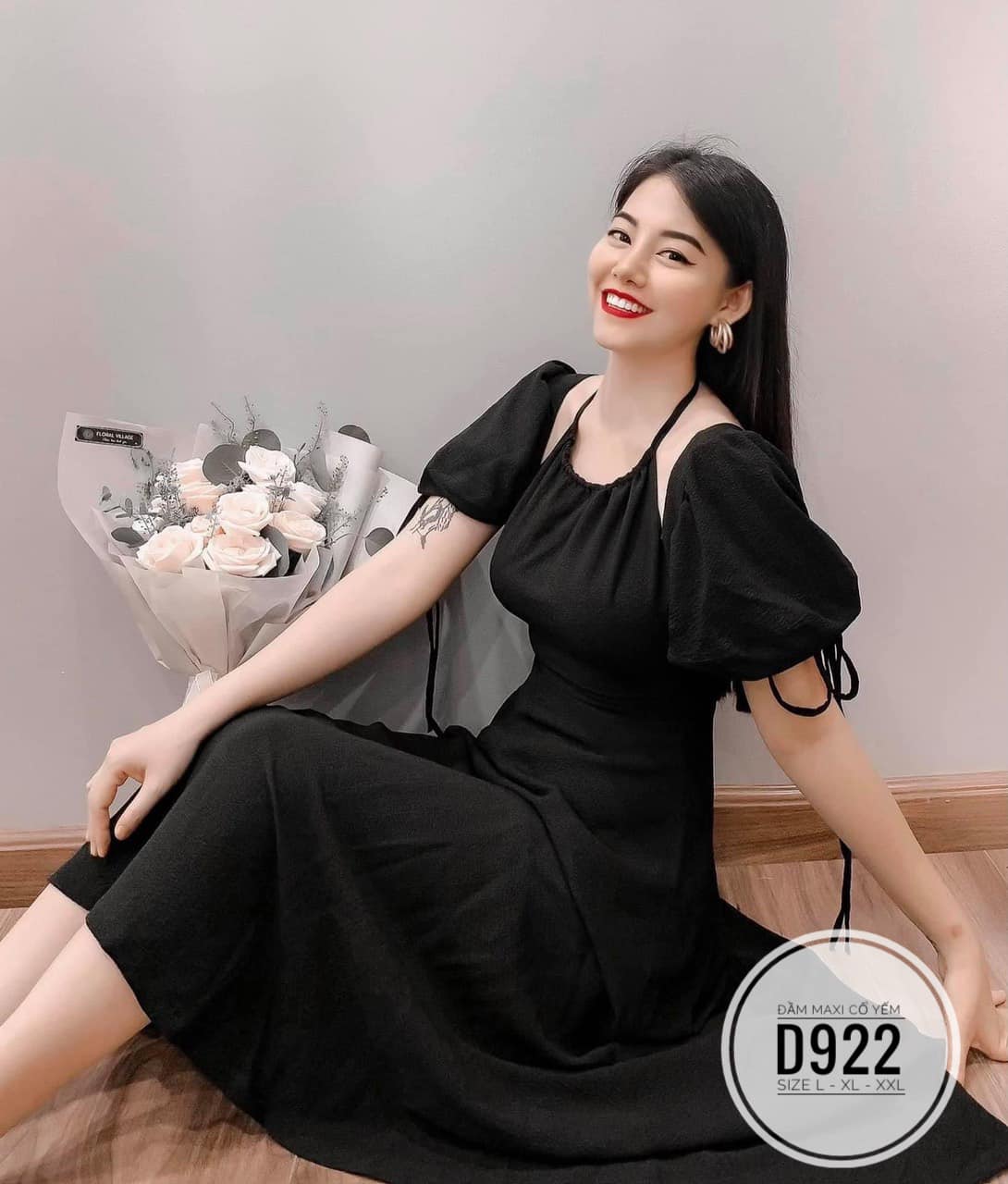 ĐẦN BIGSIZE CỔ YẾM TAY PHỒNG MẶC 2 KIỂU TRẮNG/ĐEN (L-2XL)