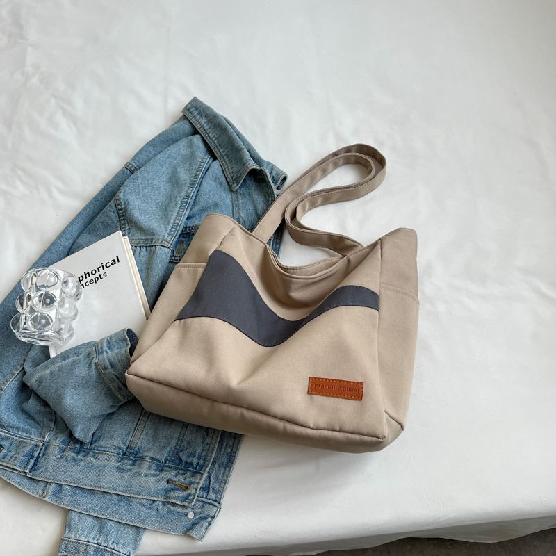 Canvas bag, women's crossbody, large capacity shoulder bag, summer college student class bag, tutoring bag, trendy book